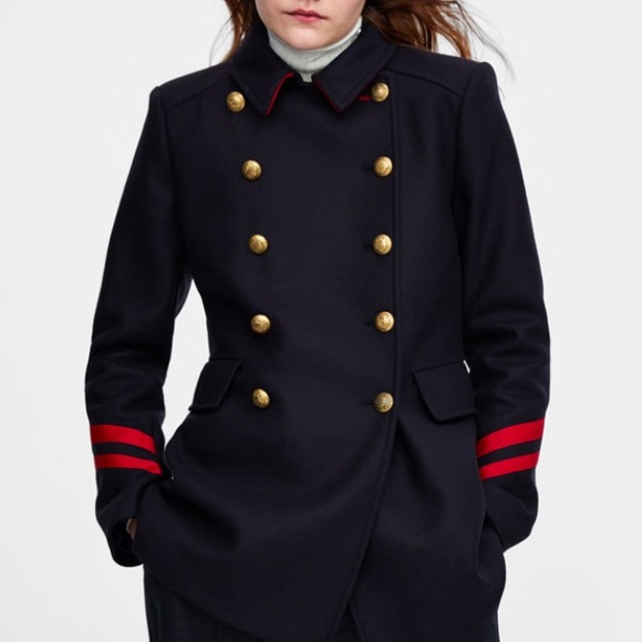 zara short coat with stripes